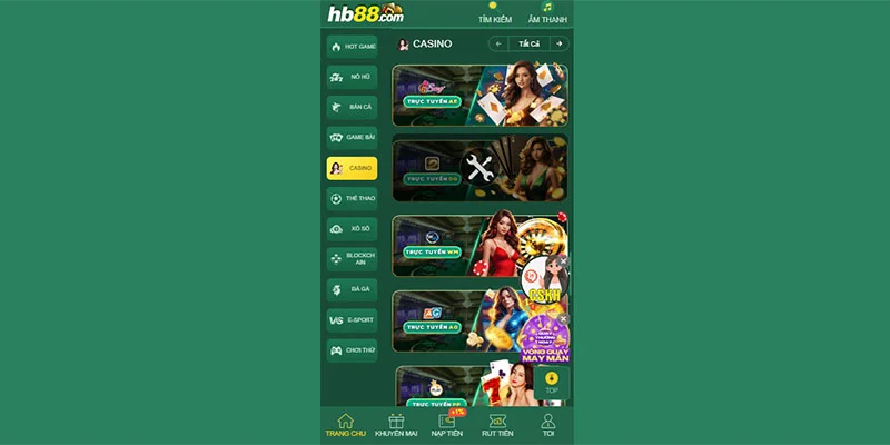 Giới thiệu vài nét về sảnh game casino HB88 danh tiếng